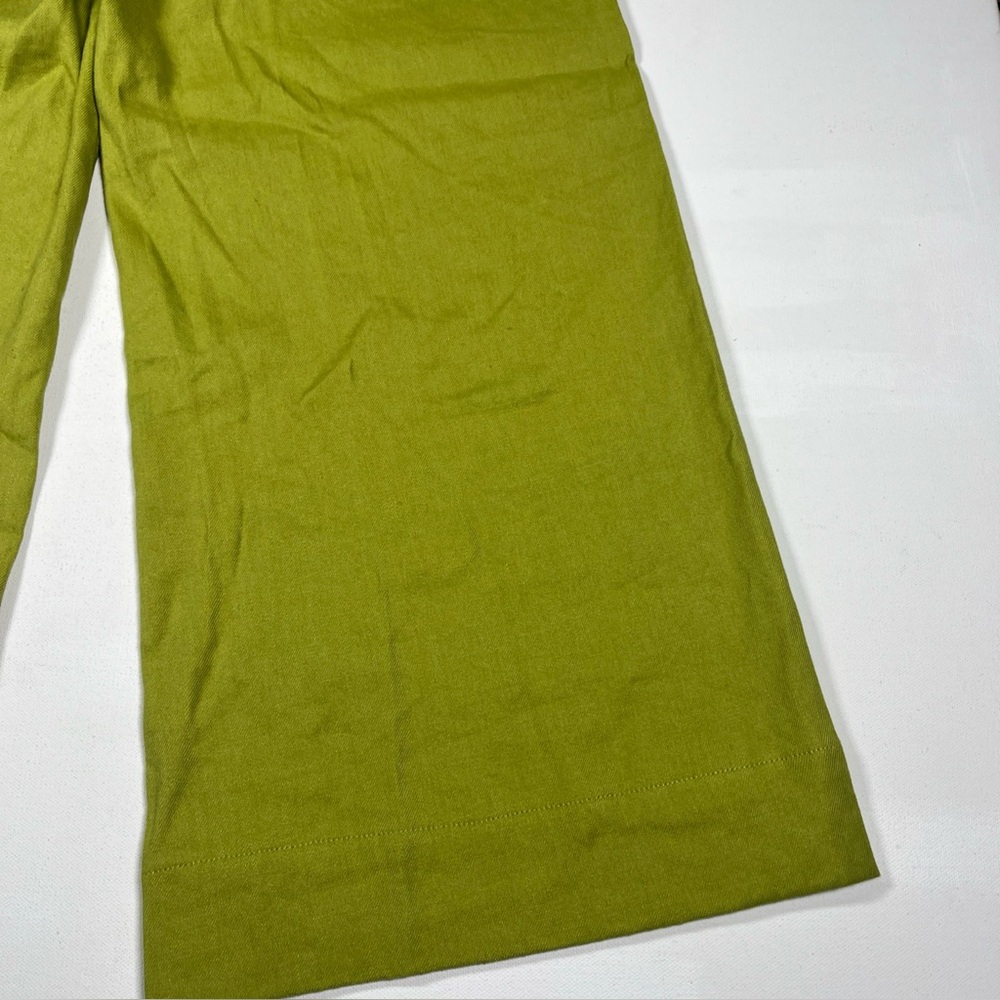 Maeve Pants The Colette Wide Leg Crop Linen Blend Yellow Green Casual Work Sz 27 - Picture 13 of 15